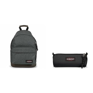 EASTPAK WYOMING Rucksack, cm, 24 L, Black Denim (Grau) & BENCHMARK SINGLE Federmäppchen, 21 cm, Schwarz (Black) im Sale